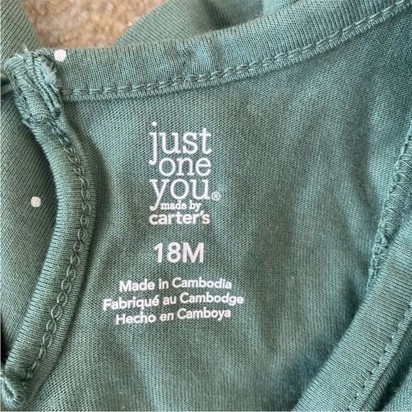 NWT Girl Green Tunic Blouse Dots Size 18 M months Long Tee - Picture 3 of 4